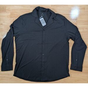 Astoseu Men’s Button Up Shirt XL Black Textured Stretch NWT